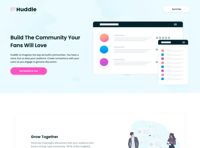 screenshot of Fem13 Huddle Landing Page Alt Blocks