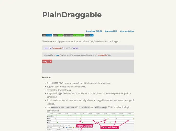 screenshot of Plain Draggable