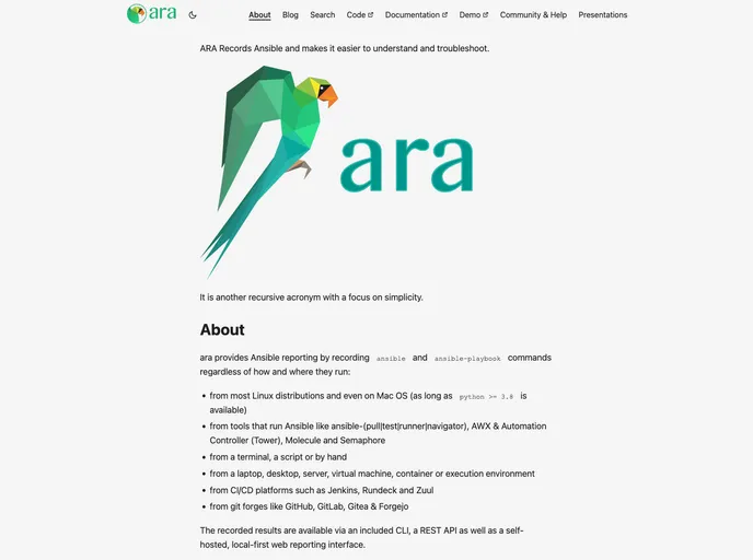 screenshot of Ara