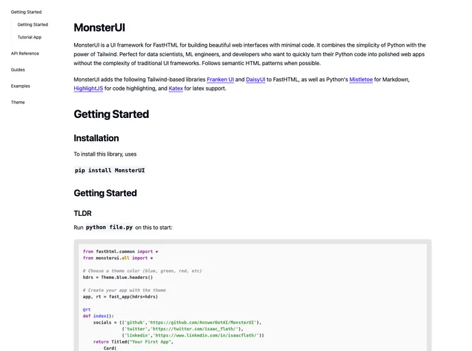 screenshot of MonsterUI