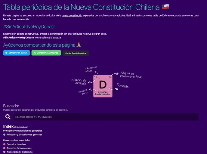 screenshot of Tabla Constitucional Front