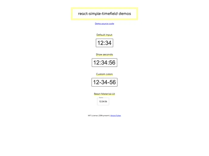 React Simple Timefield screenshot