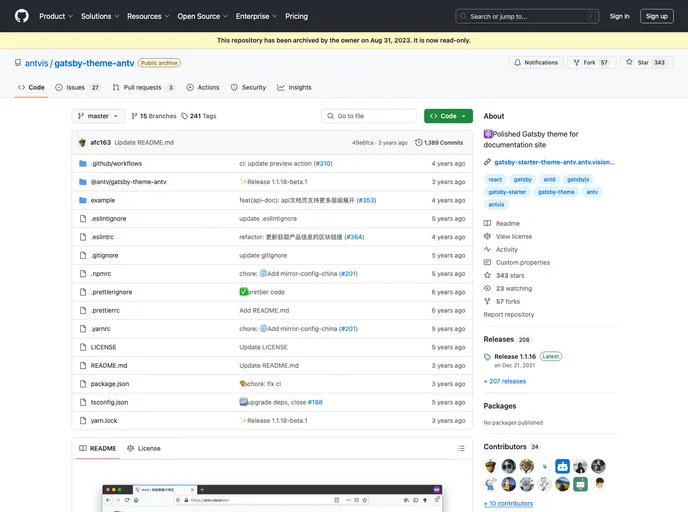 screenshot of Gatsby Starter Theme Antv