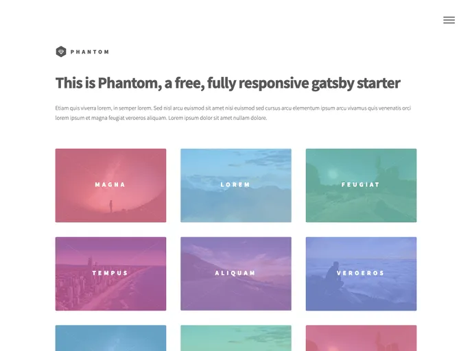 screenshot of Gatsby Starter Phantom