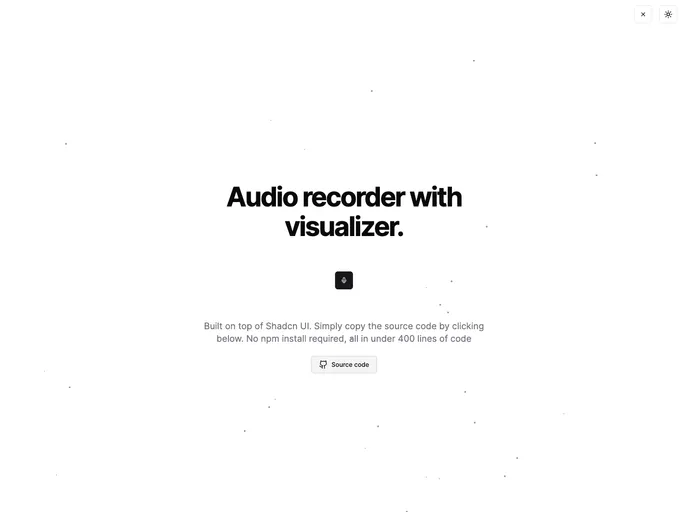 screenshot of Shadcn UI Audio Recorder With Visualizer