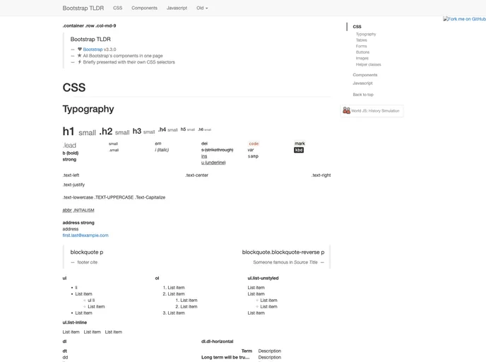 screenshot of Bootstrap Tldr