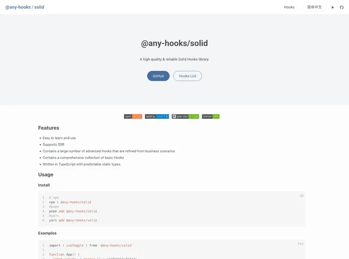 screenshot of Solid Hooks