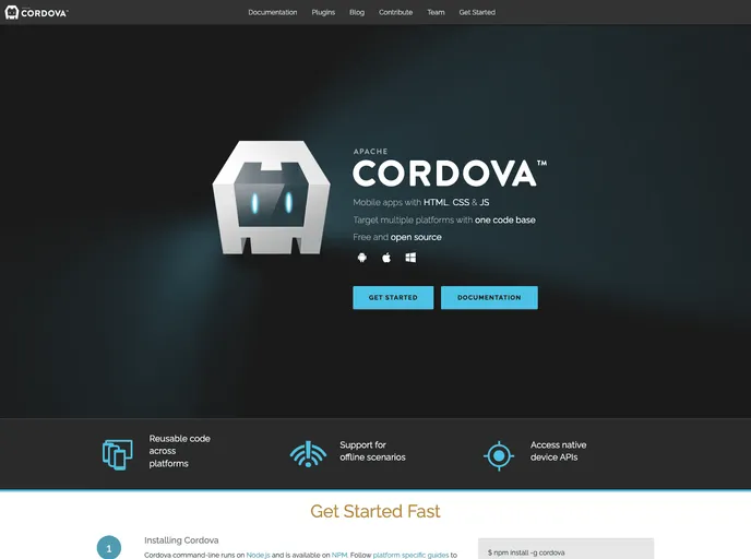 Cordova Docs screenshot