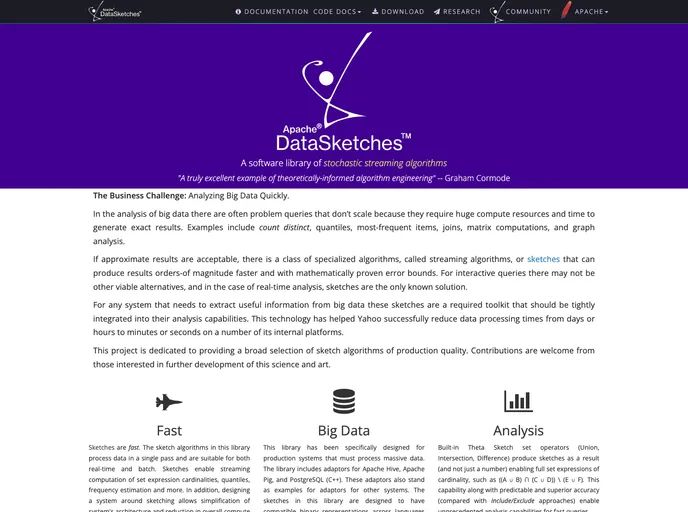 Datasketches Website screenshot