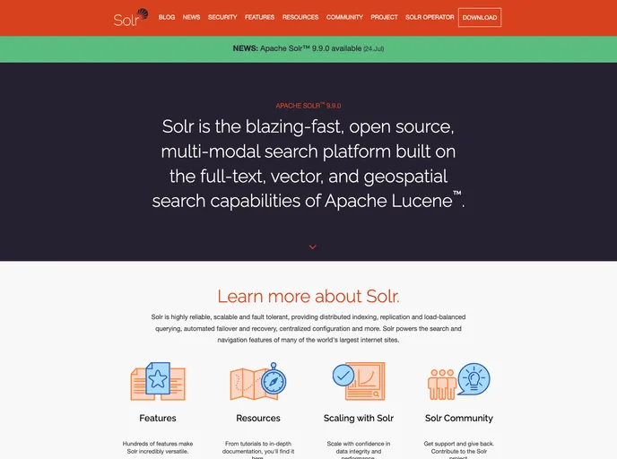 screenshot of Solr Site