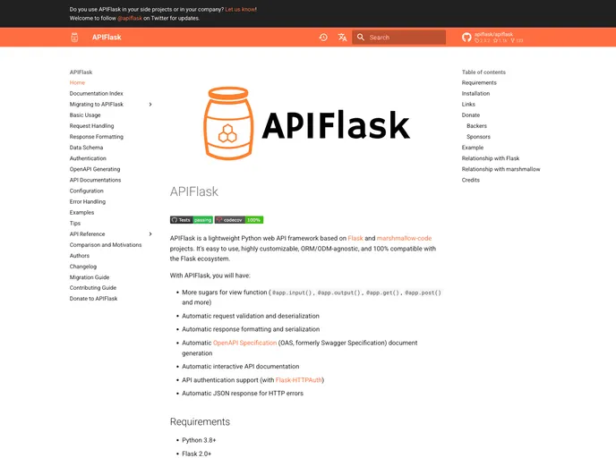 screenshot of Apiflask