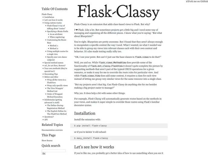 screenshot of Flask Classy