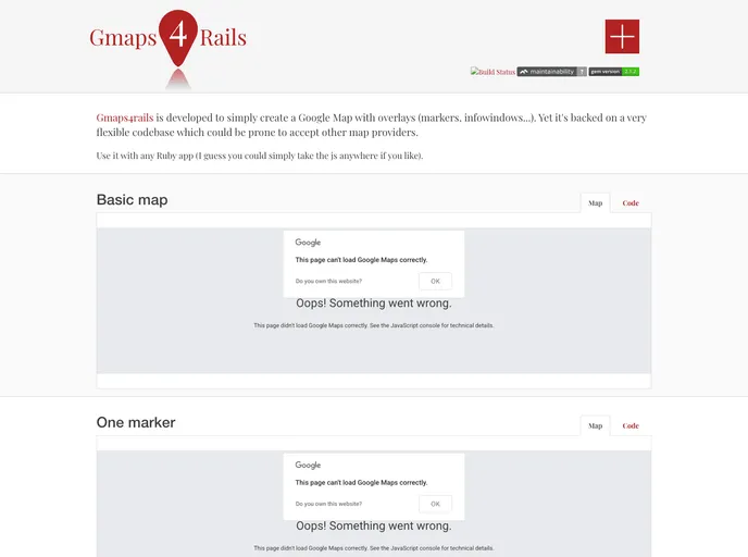 screenshot of Google Maps For Rails
