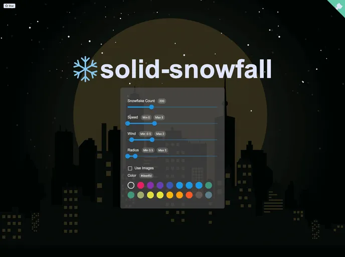screenshot of Solid Snowfall