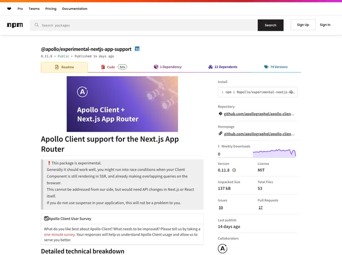 screenshot of Apollo Client Integrations