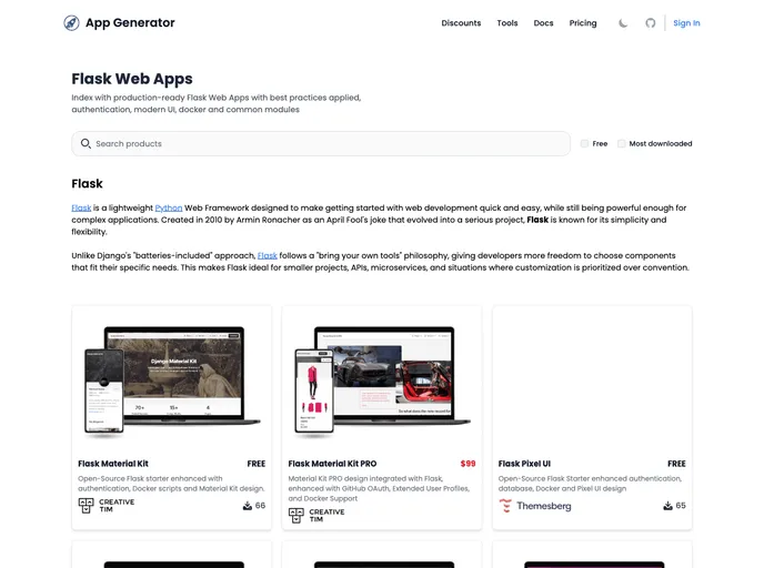 screenshot of Boilerplate Code Flask