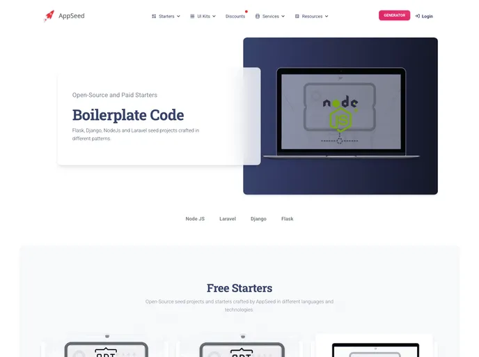 screenshot of Boilerplate Code