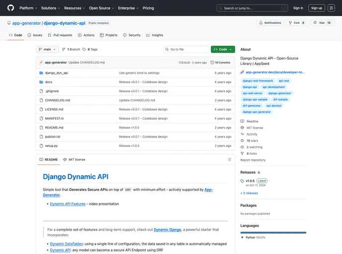 screenshot of Core Django Dyn Api