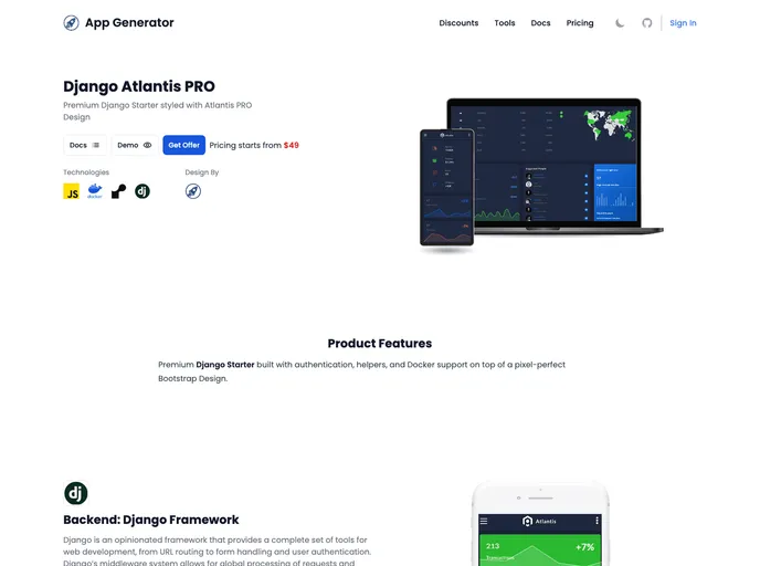 screenshot of Django Admin Atlantis Pro