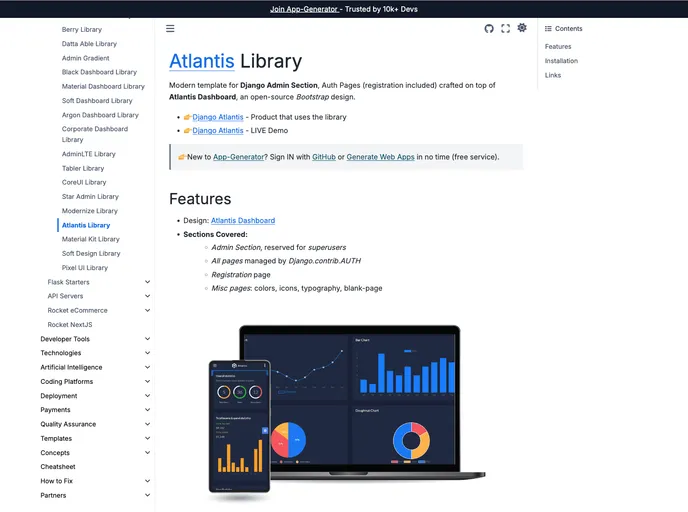 screenshot of Django Admin Atlantis