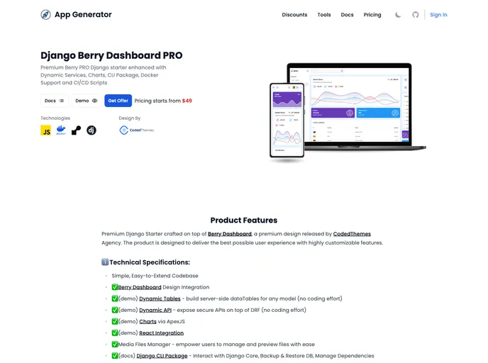 screenshot of Django Admin Berry Pro