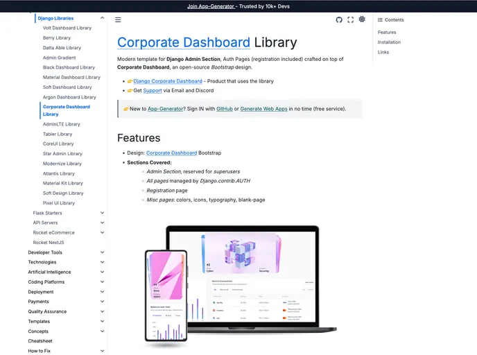 screenshot of Django Admin Corporate
