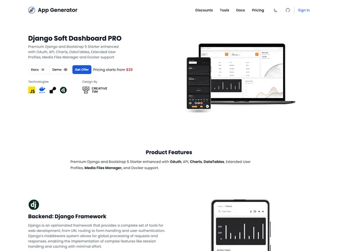 screenshot of Django Admin Soft Pro