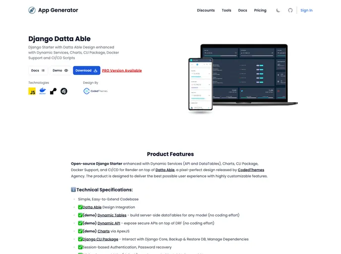 screenshot of Django Adminator