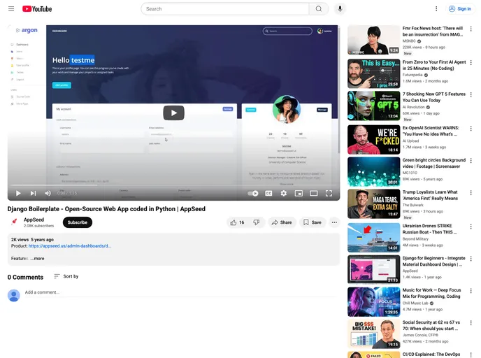 screenshot of Django Boilerplate