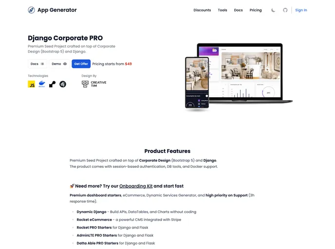 screenshot of Django Corporate Dashboard Pro