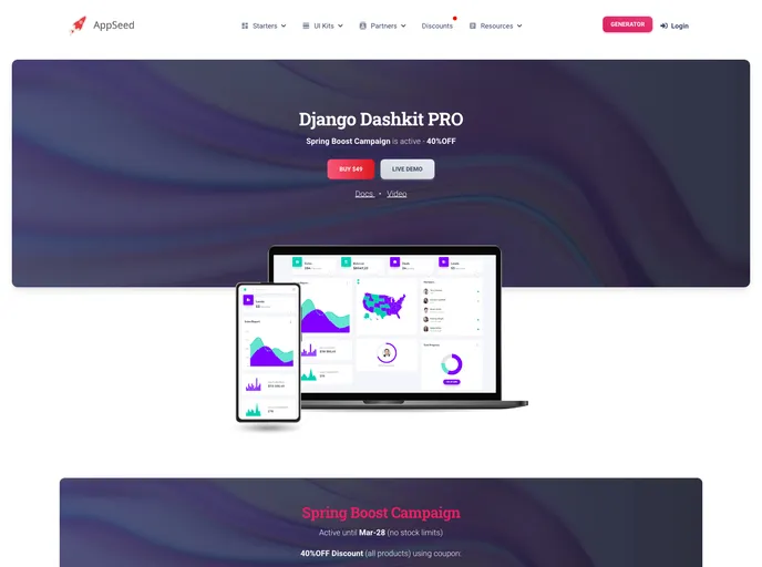 screenshot of Django Dashkit V3