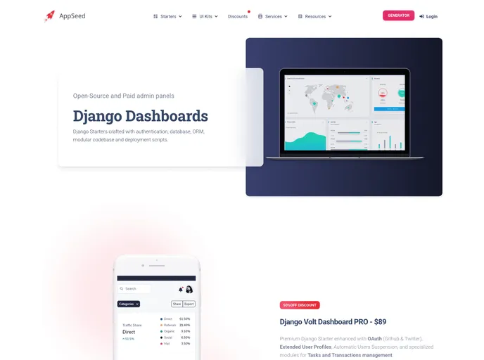 screenshot of Django Idashboard Pro