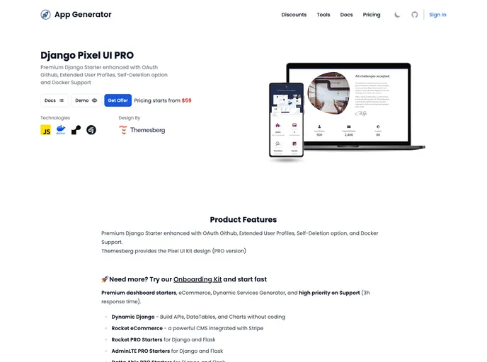 screenshot of Django Pixel Pro