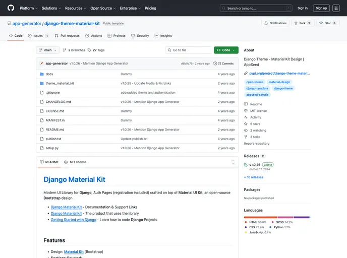 screenshot of Django Theme Material Kit_p