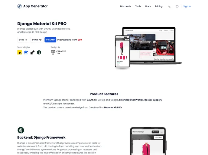 screenshot of Django Theme Mkit2 Pro