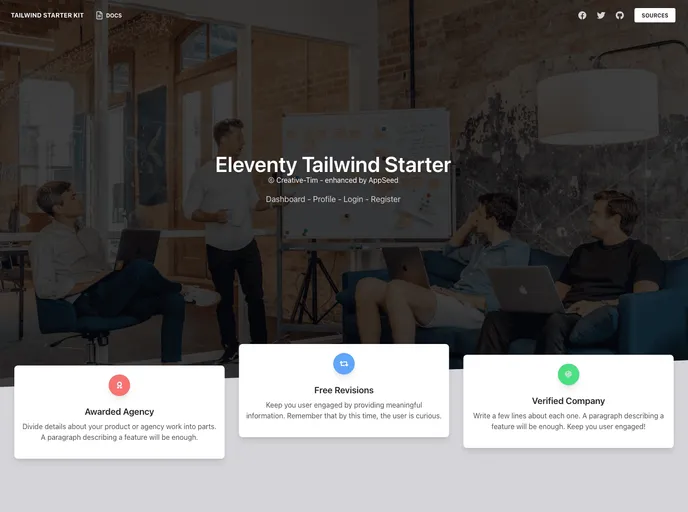 screenshot of Eleventy Tailwind Starter
