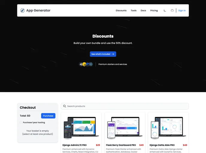 screenshot of Flask Admin Dashboards Pro