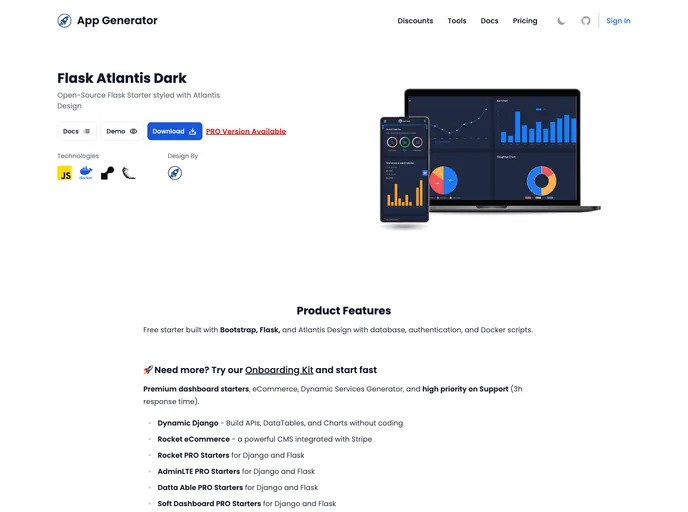 screenshot of Flask Atlantis Dark