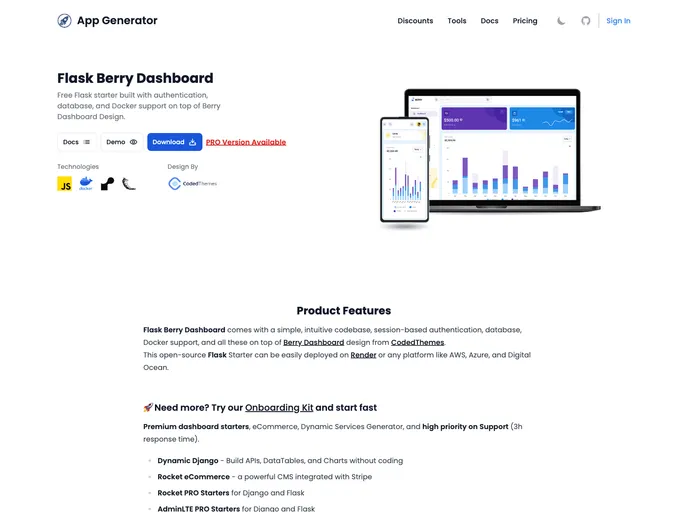 screenshot of Flask Berry Dashboard