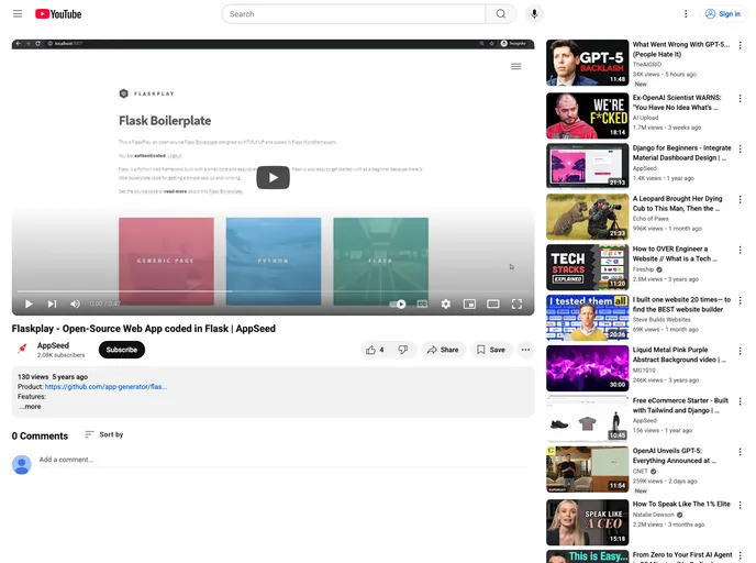 screenshot of Flask Boilerplate Flaskplay