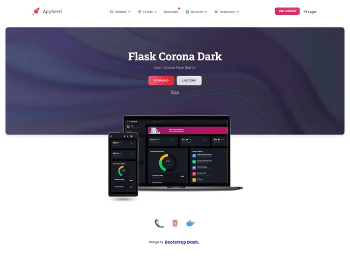 screenshot of Flask Corona Dark