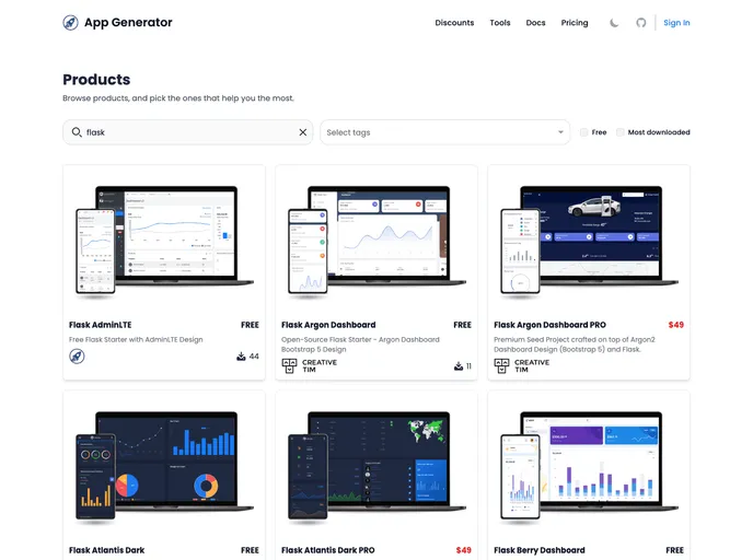 screenshot of Flask Neumorphism Uikit
