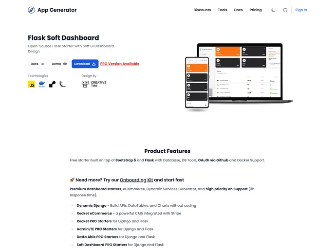 screenshot of Flask Now UI Kit