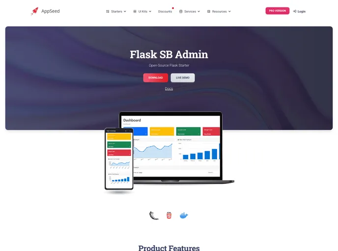 screenshot of Flask Sb Admin