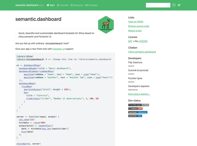 screenshot of Semantic.dashboard