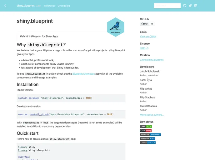 screenshot of Shiny.blueprint