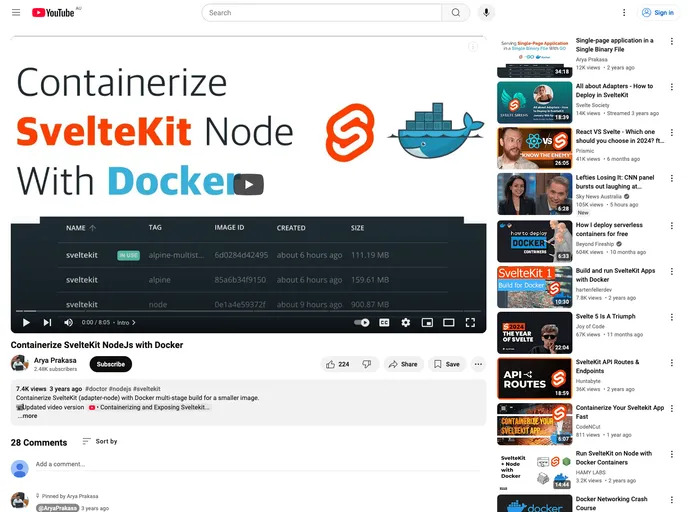 screenshot of Sveltekit Node Docker