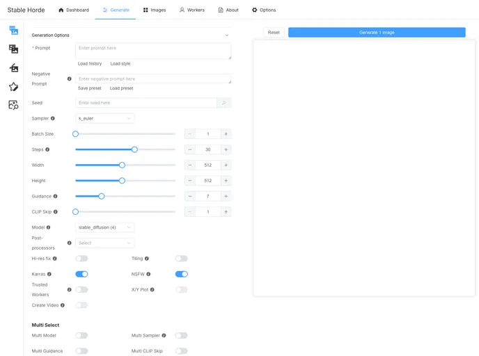 screenshot of Stable UI