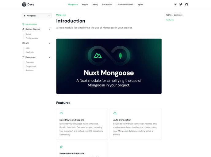 screenshot of Nuxt Mongoose