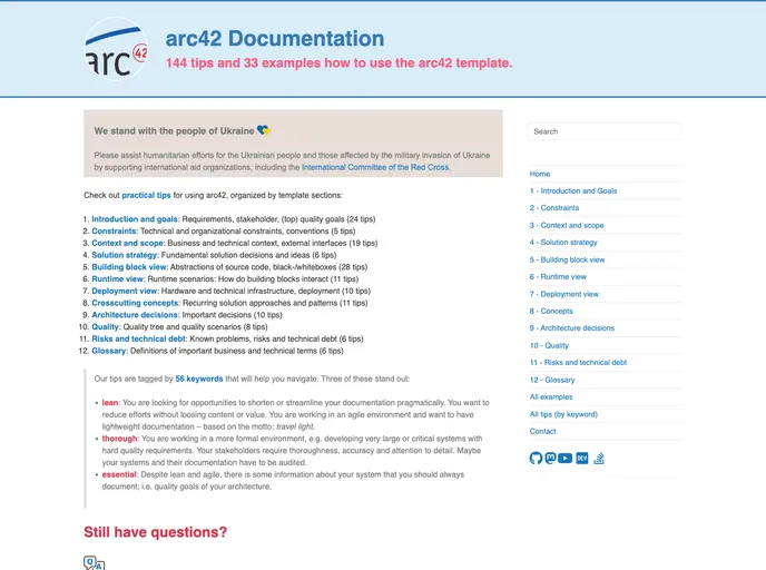 screenshot of Docs.arc42.org Site